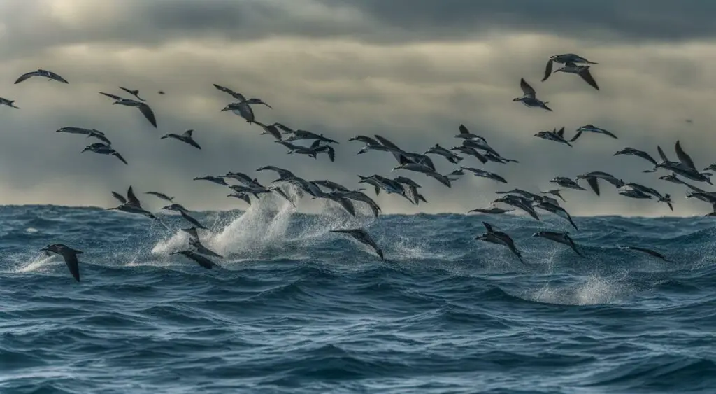 seabirds feeding on Atlantic Flyingfish