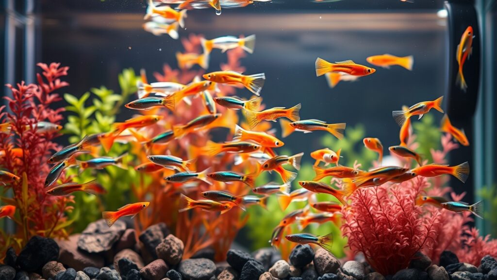 Beautiful guppy community in the Fish Tank