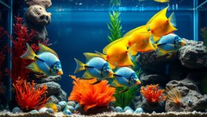 Beautiful Angelfish Community in the Fish Tank