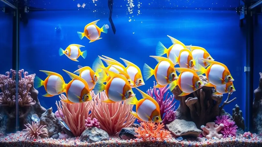 Beautiful Angelfish Community in the Fish Tank