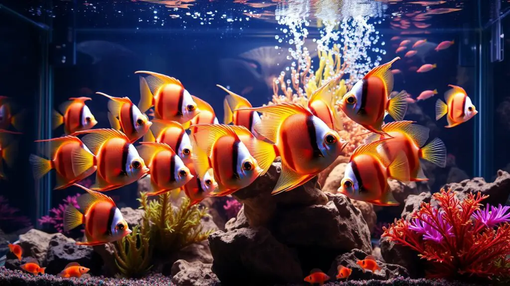 Beautiful Angelfish Community in the Fish Tank